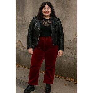 Vtg Tower Hill Collection Red‎ Velvet Pants High Rise Made in Hong Kong Sz 12T